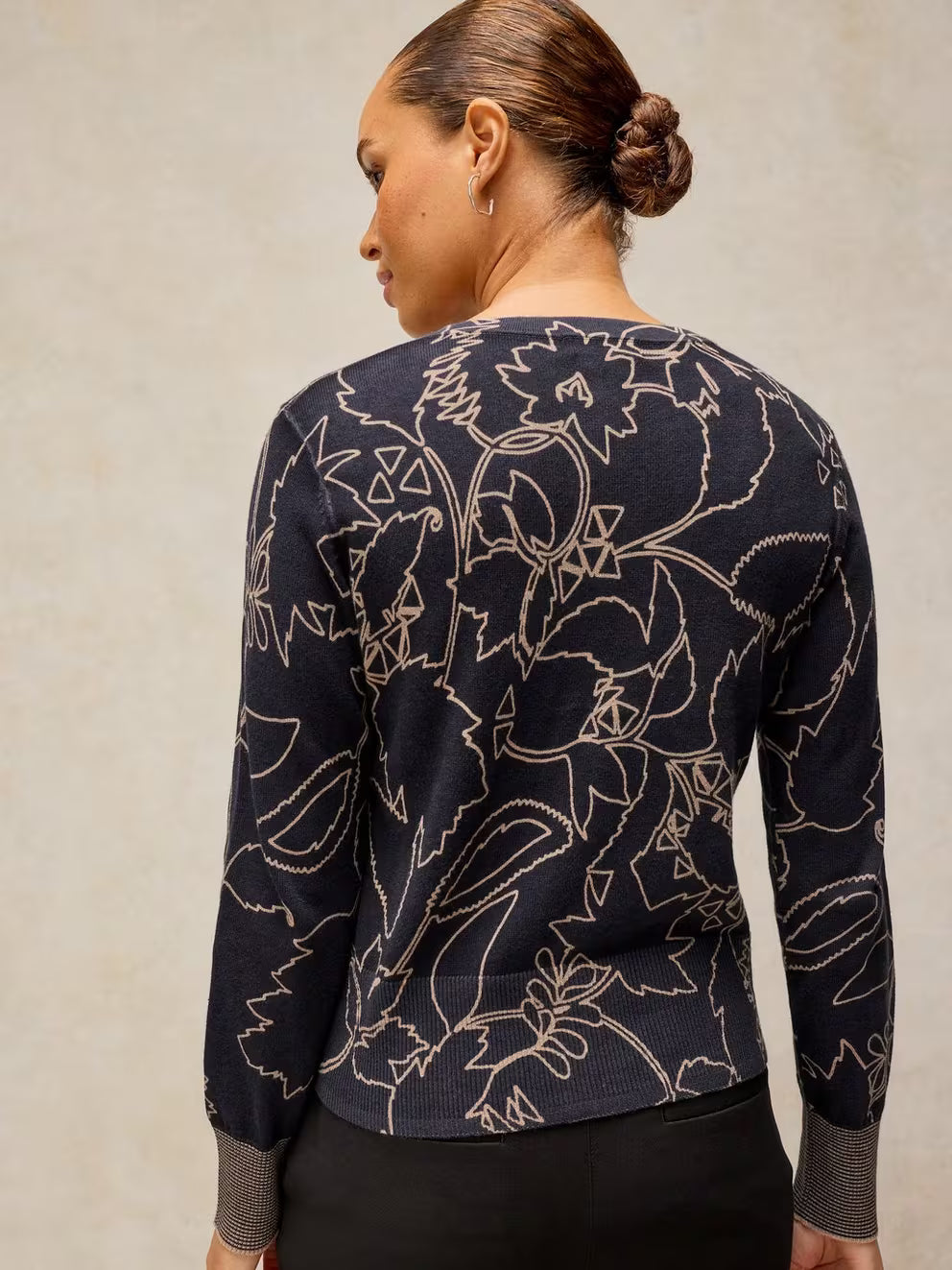 White Stuff Lois Print Cardi - Navy Print