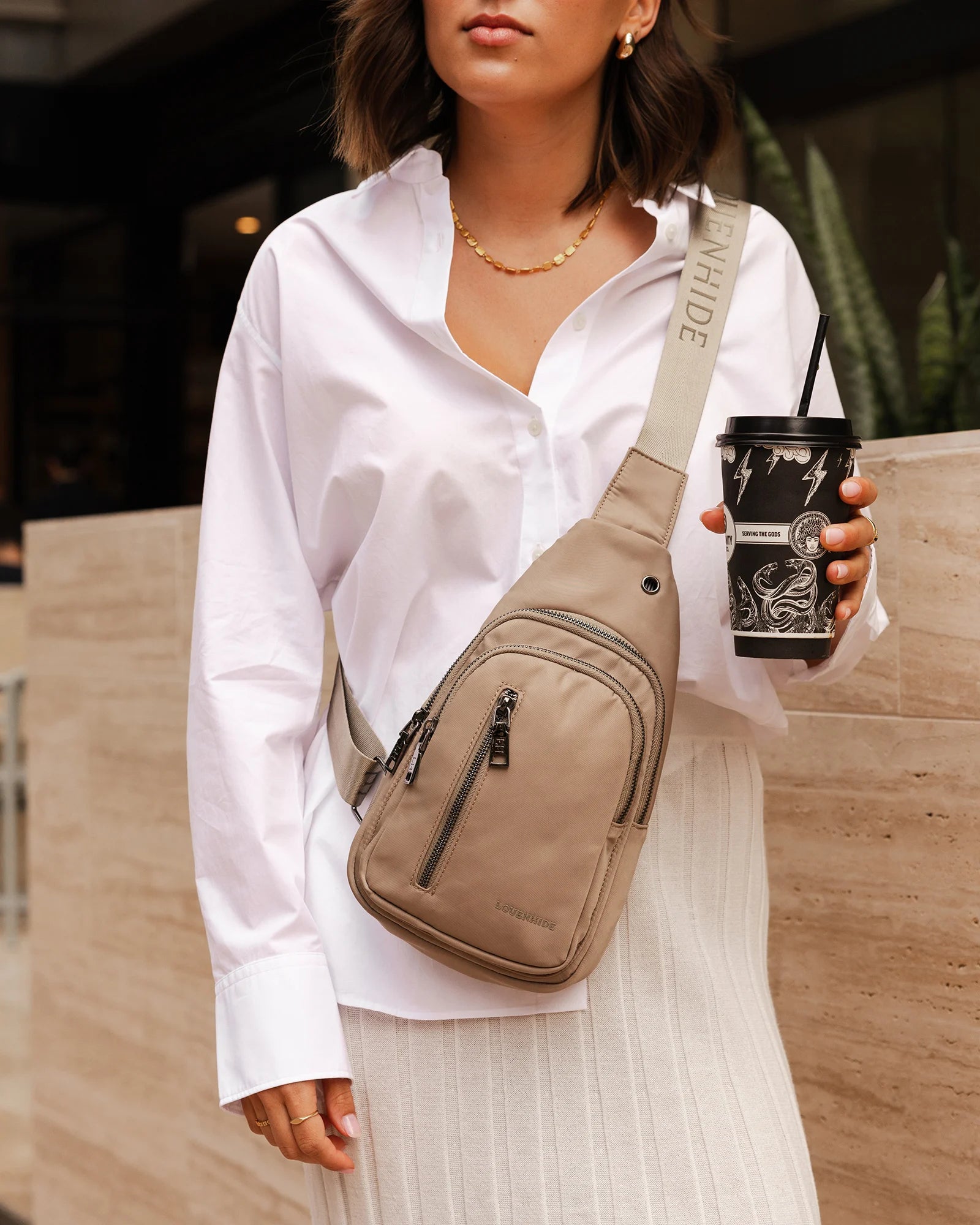 Louenhide Boyd Nylon Sling Bag - Beige