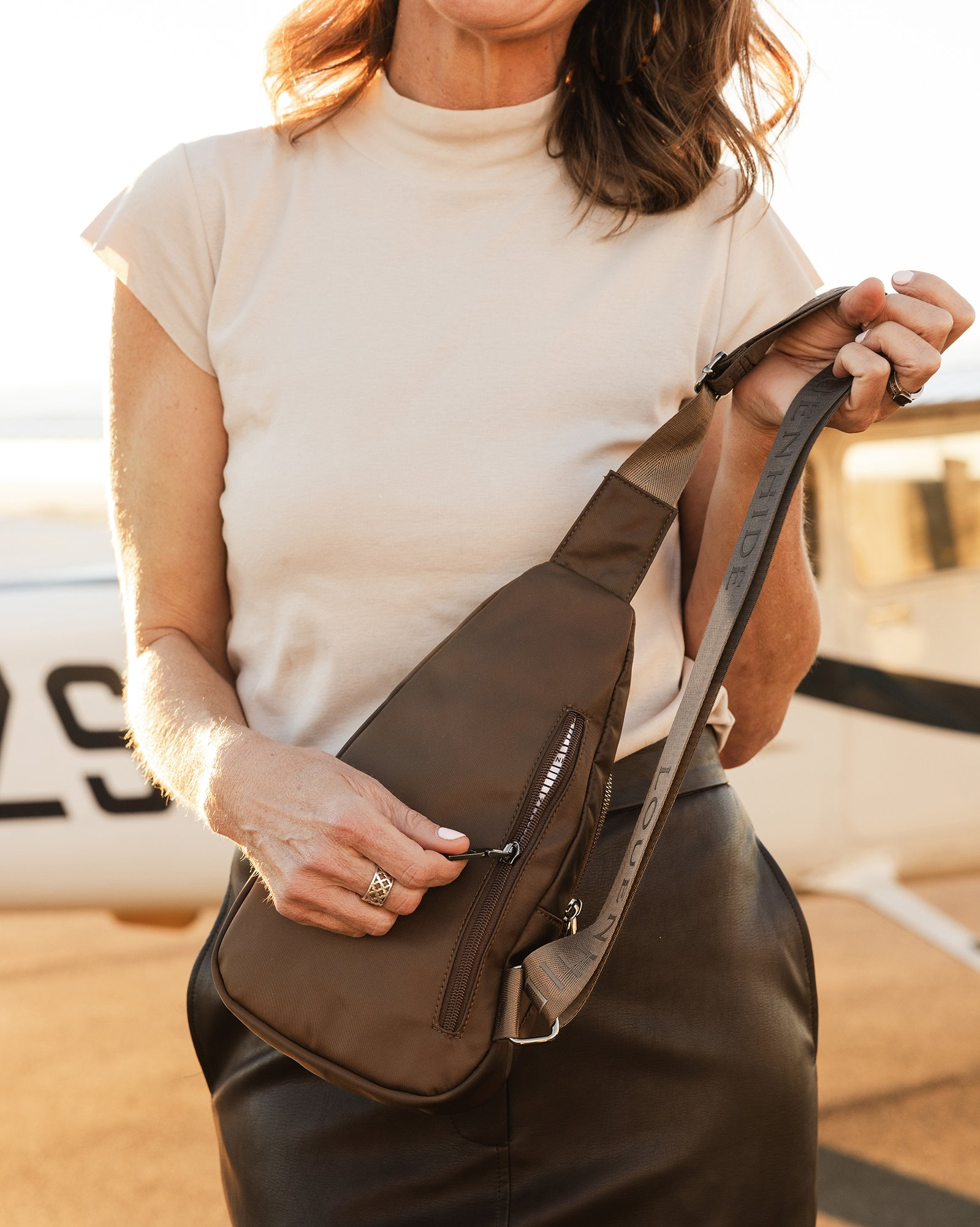 Louenhide Boyd Nylon Sling Bag - Chocolate