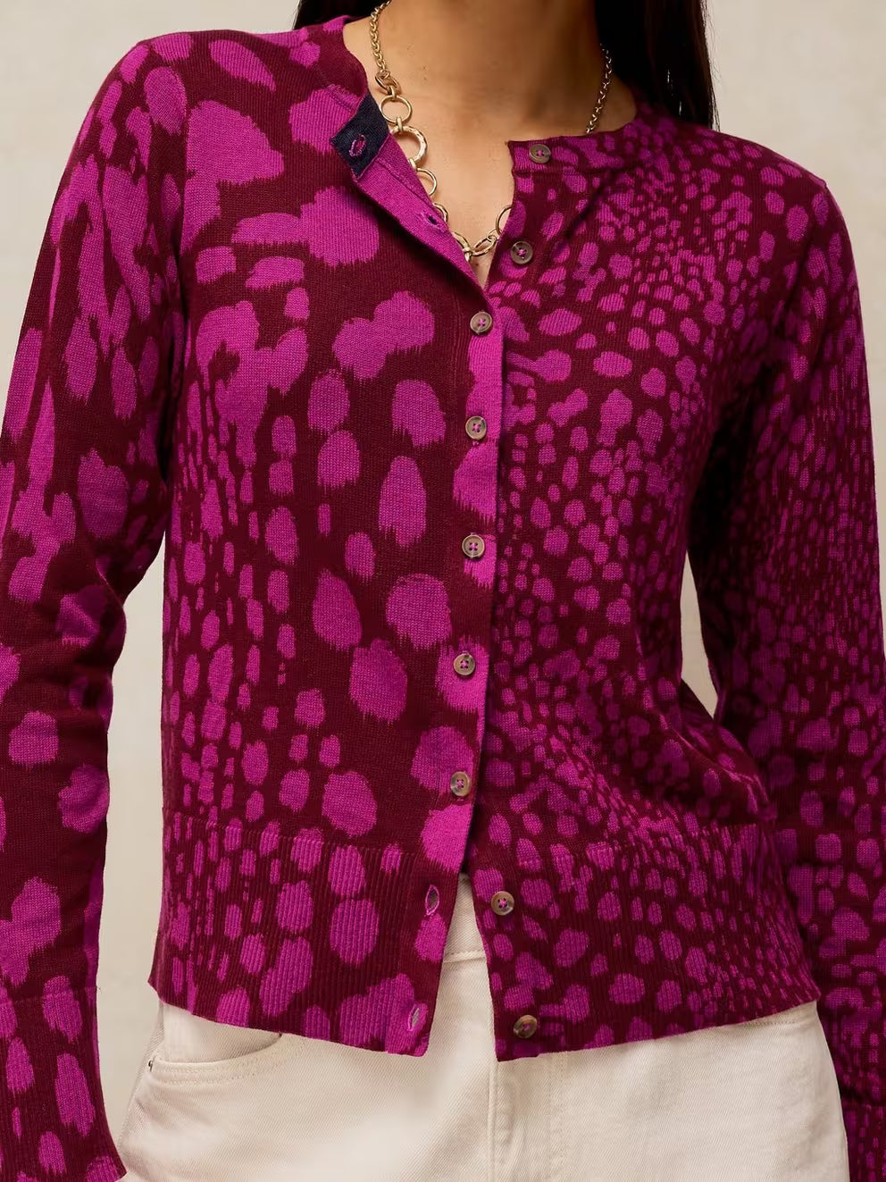 White Stuff Lois Print Cardi - Pink Multi