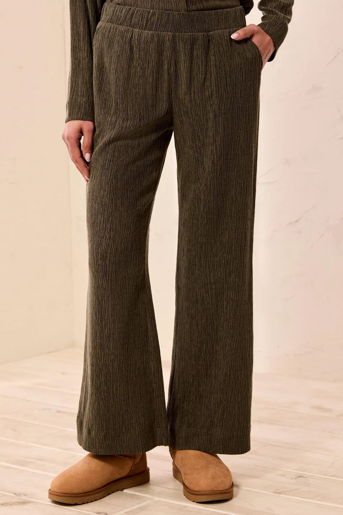 Tribal Pull On Crepe Pant - Basil