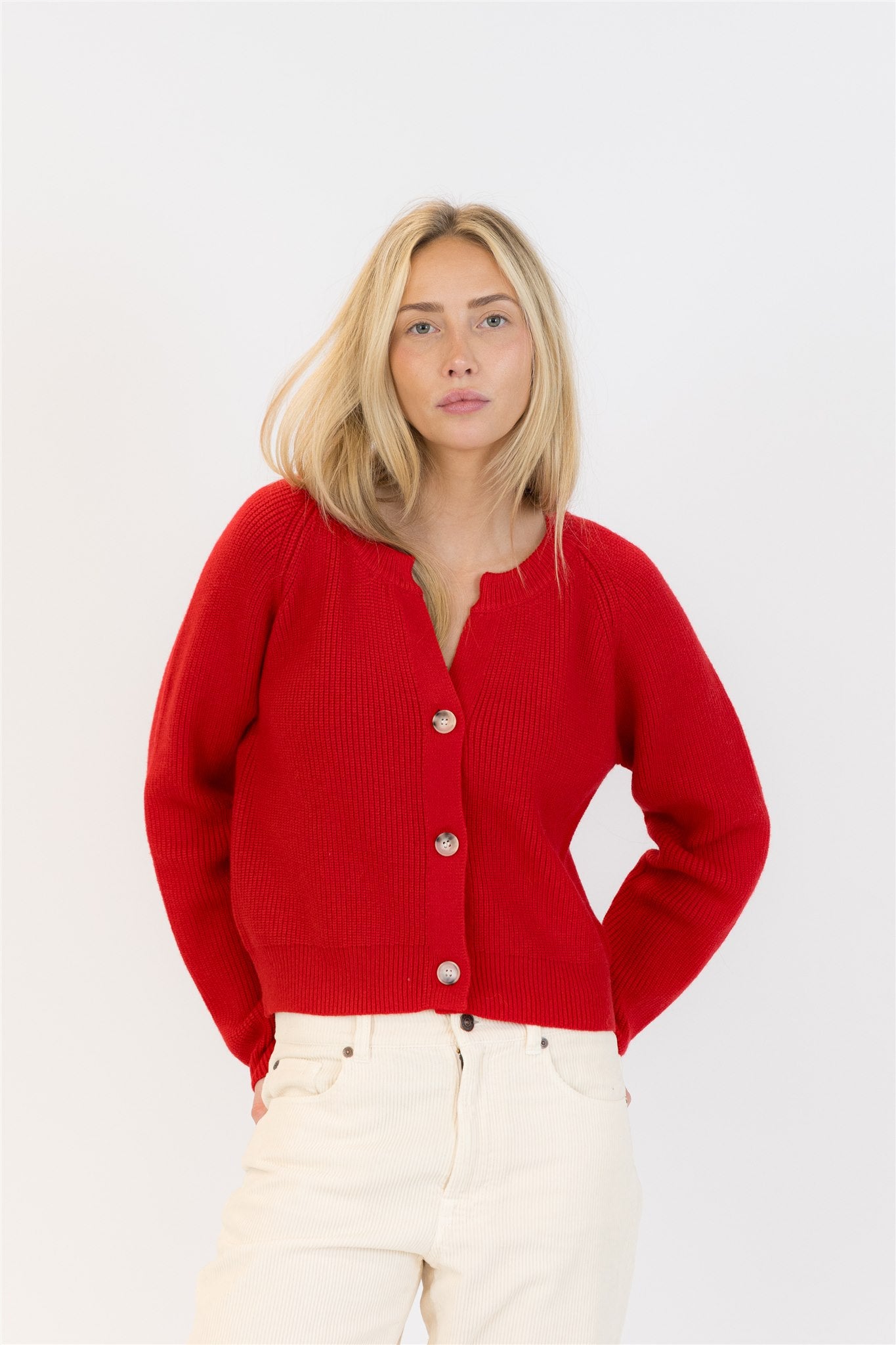 Lyla & Luxe Belle Ribbed Sweater - Red