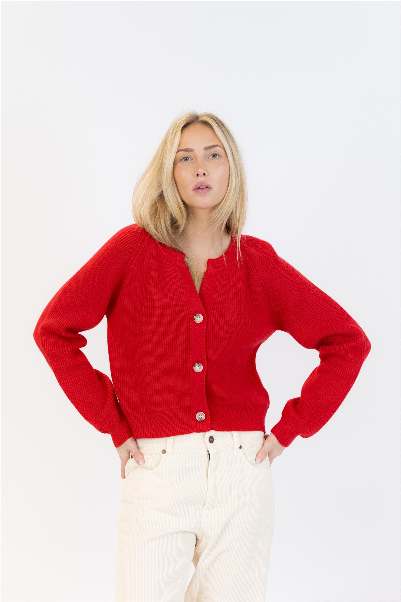 Lyla & Luxe Belle Ribbed Sweater - Red