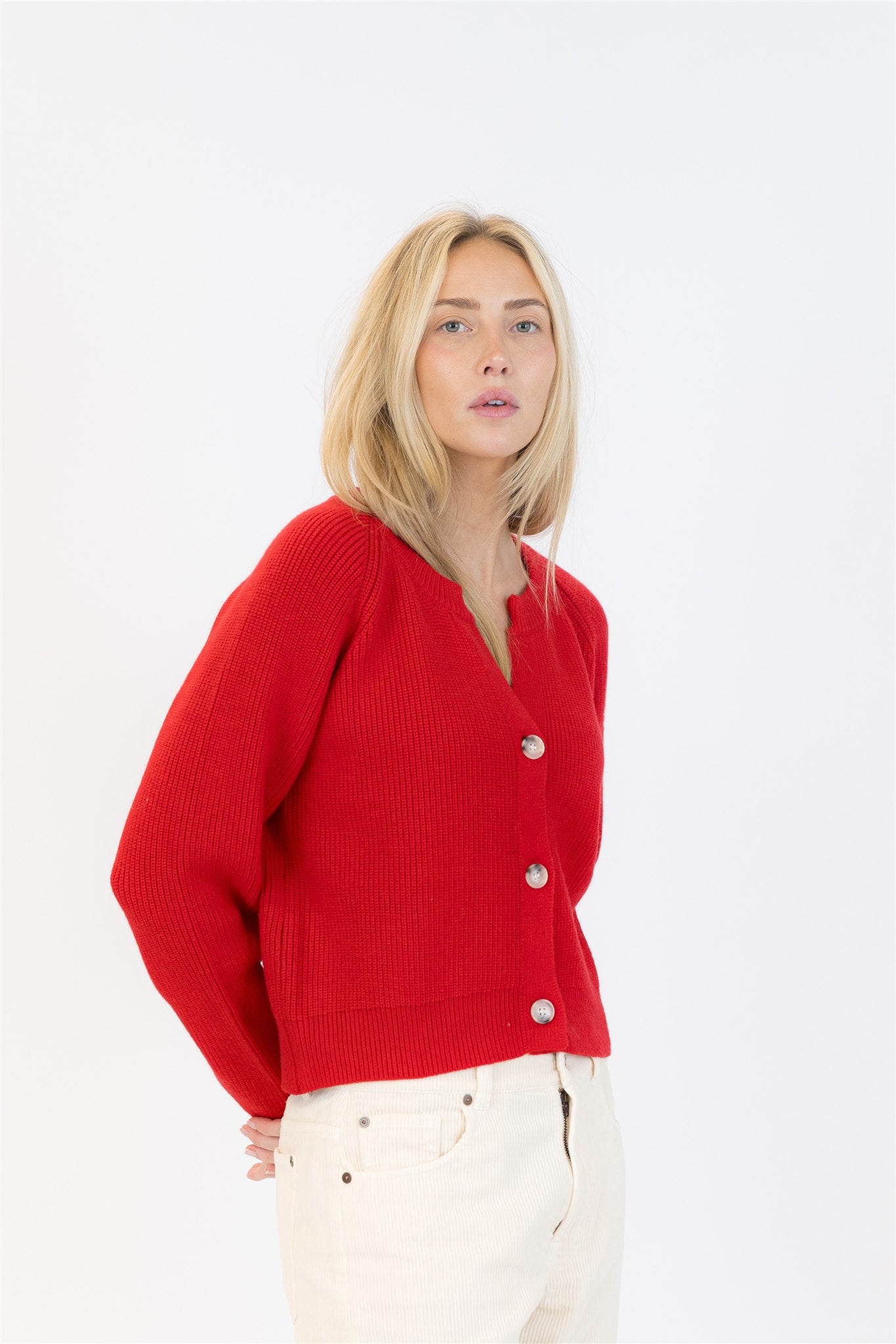 Lyla & Luxe Belle Ribbed Sweater - Red