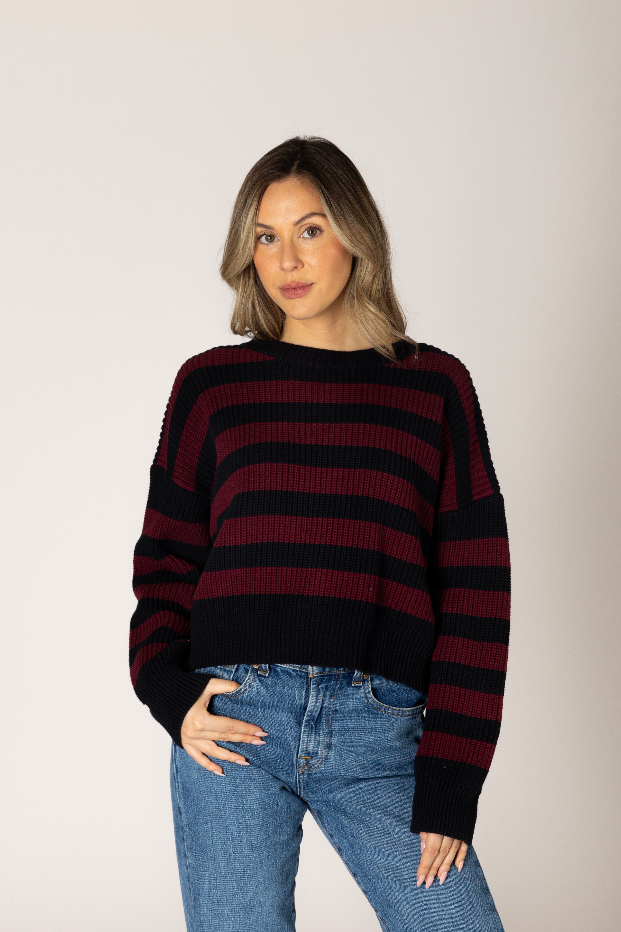 Lyla & Luxe Bobby Pullover - Scarlet/Navy