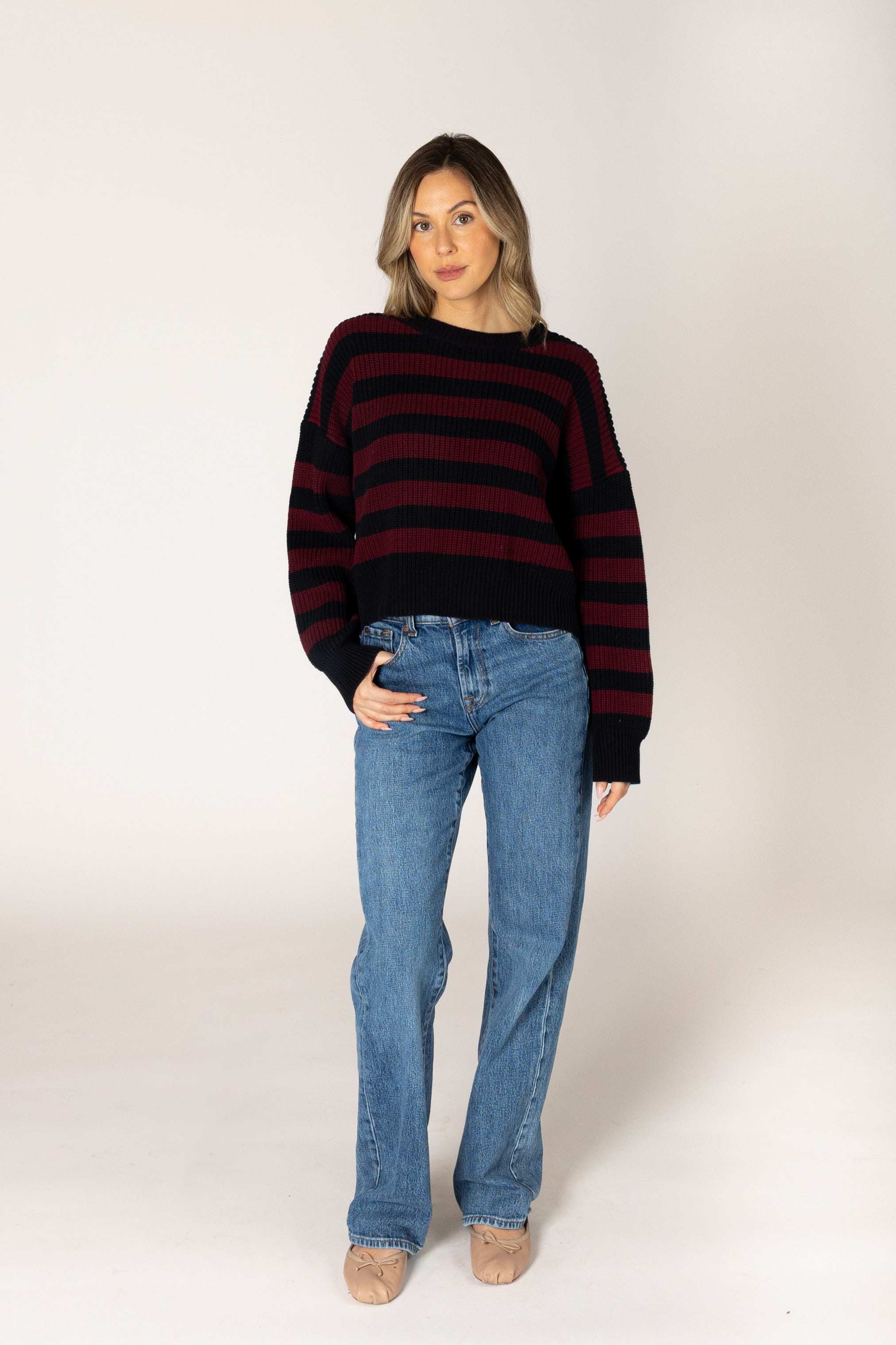 Lyla & Luxe Bobby Pullover - Scarlet/Navy