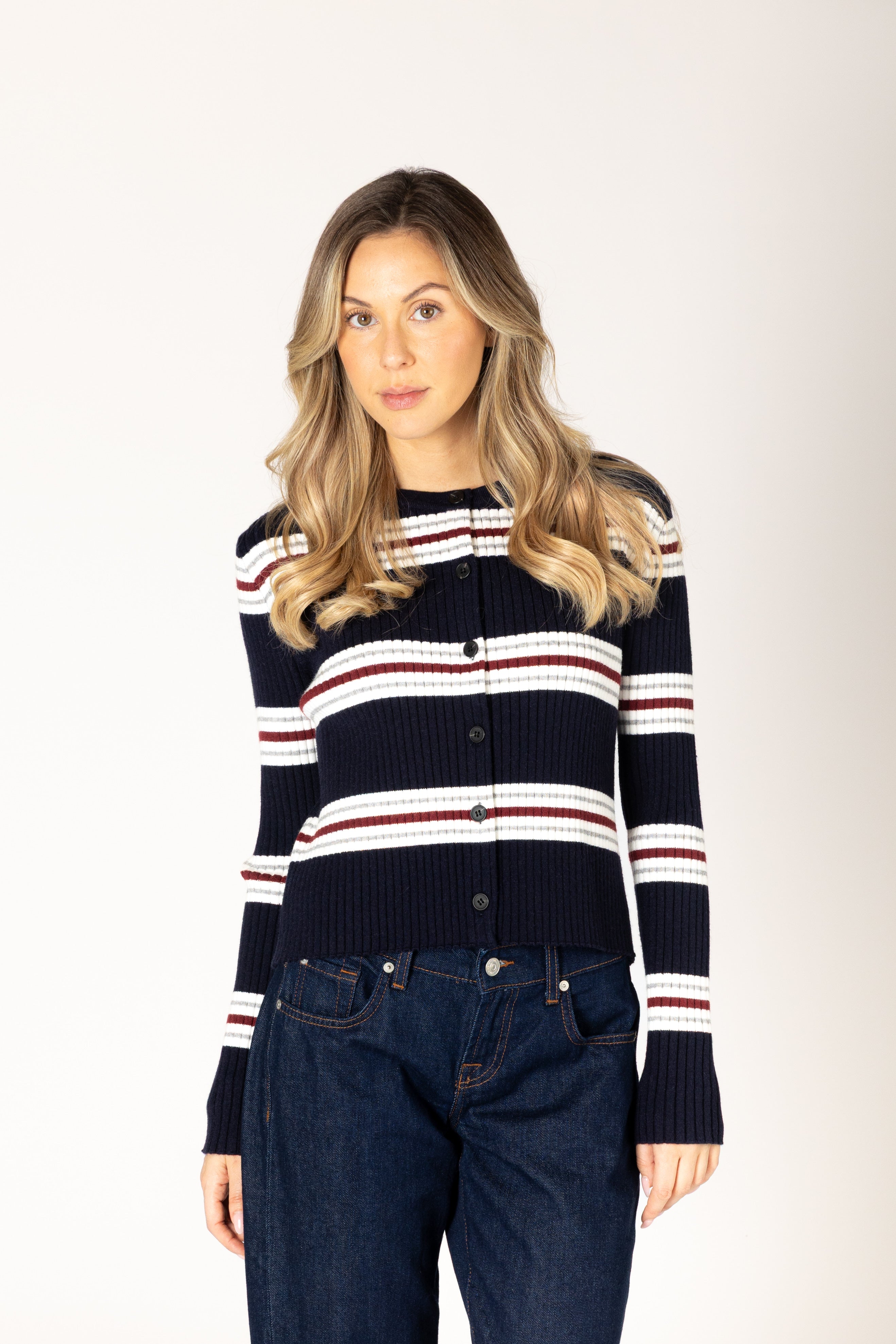 Lyla & Luxe Bree Cardi - Navy Stripe