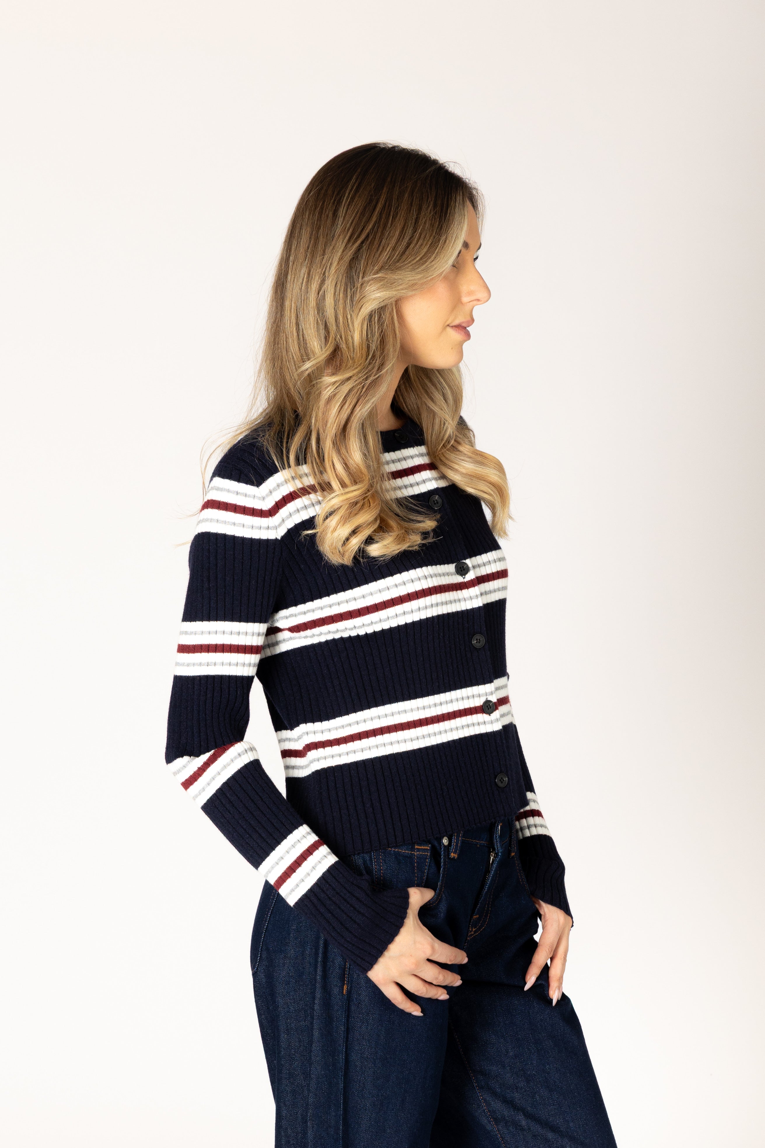 Lyla & Luxe Bree Cardi - Navy Stripe