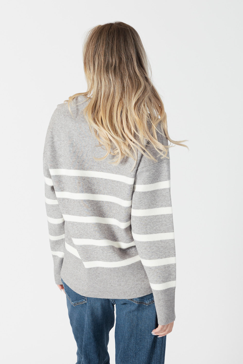 Lyla & Luxe Brooke Striped Pullover - Grey Marl Clothing - Tops - Sweaters - Pullovers by Lyla & Luxe | Grace the Boutique