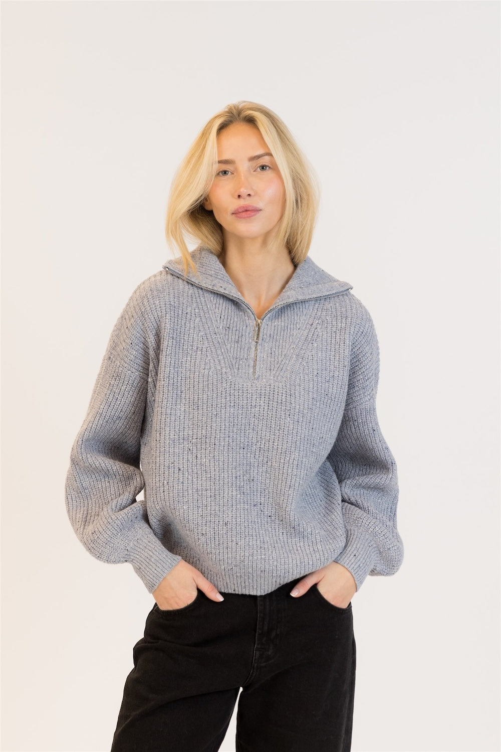 Lyla & Luxe Chase Fleck Pullover - Blue Fleck