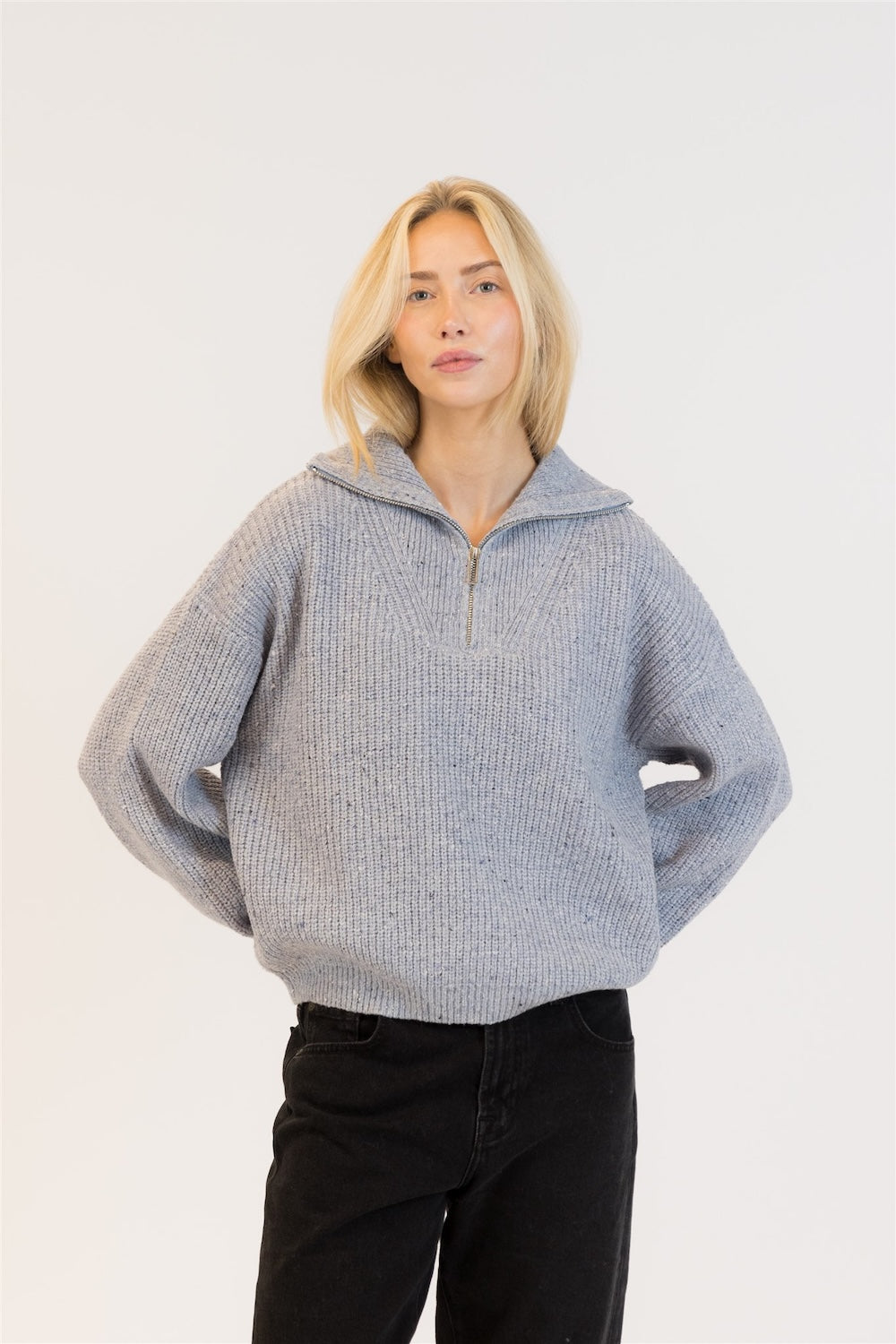 Lyla & Luxe Chase Fleck Pullover - Blue Fleck