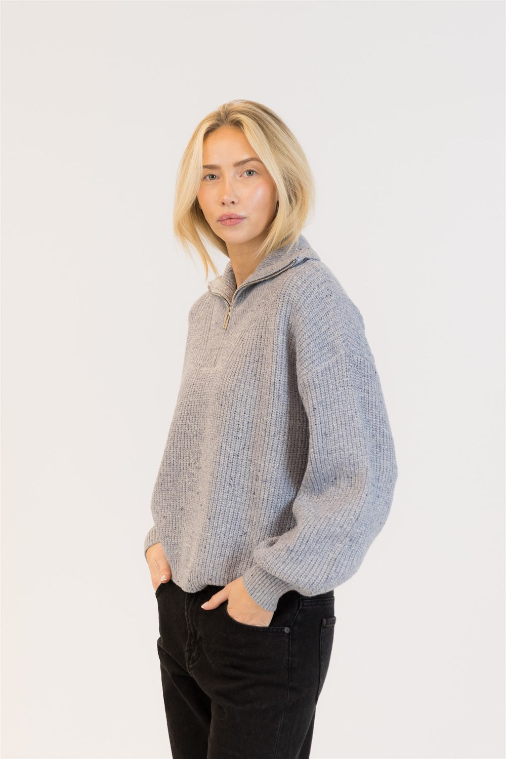 Lyla & Luxe Chase Fleck Pullover - Blue Fleck