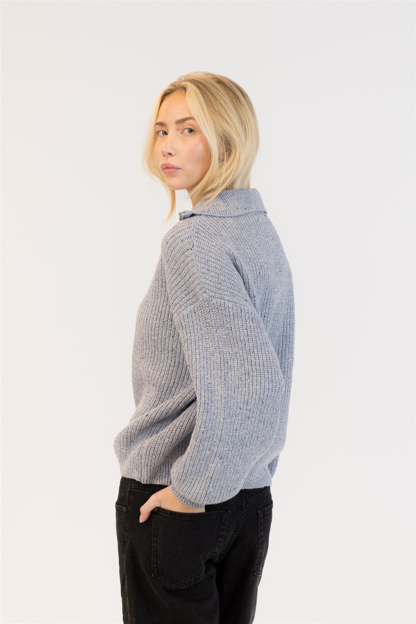 Lyla & Luxe Chase Fleck Pullover - Blue Fleck
