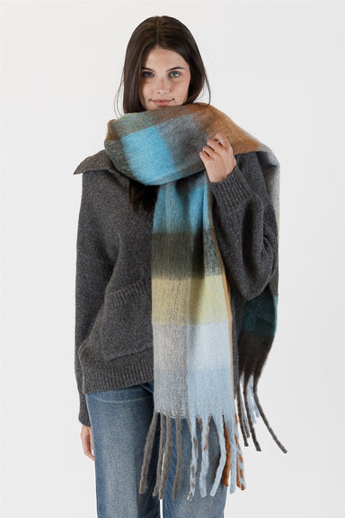 Lyla & Luxe Check Scarf - Teal/Brown Accessories - Other Accessories - Hats & Scarves by Lyla & Luxe | Grace the Boutique