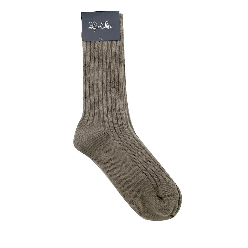 Lyla & Luxe Cotton Cashmere Socks - Brown Accessories - Other Accessories - Socks by Lyla & Luxe | Grace the Boutique