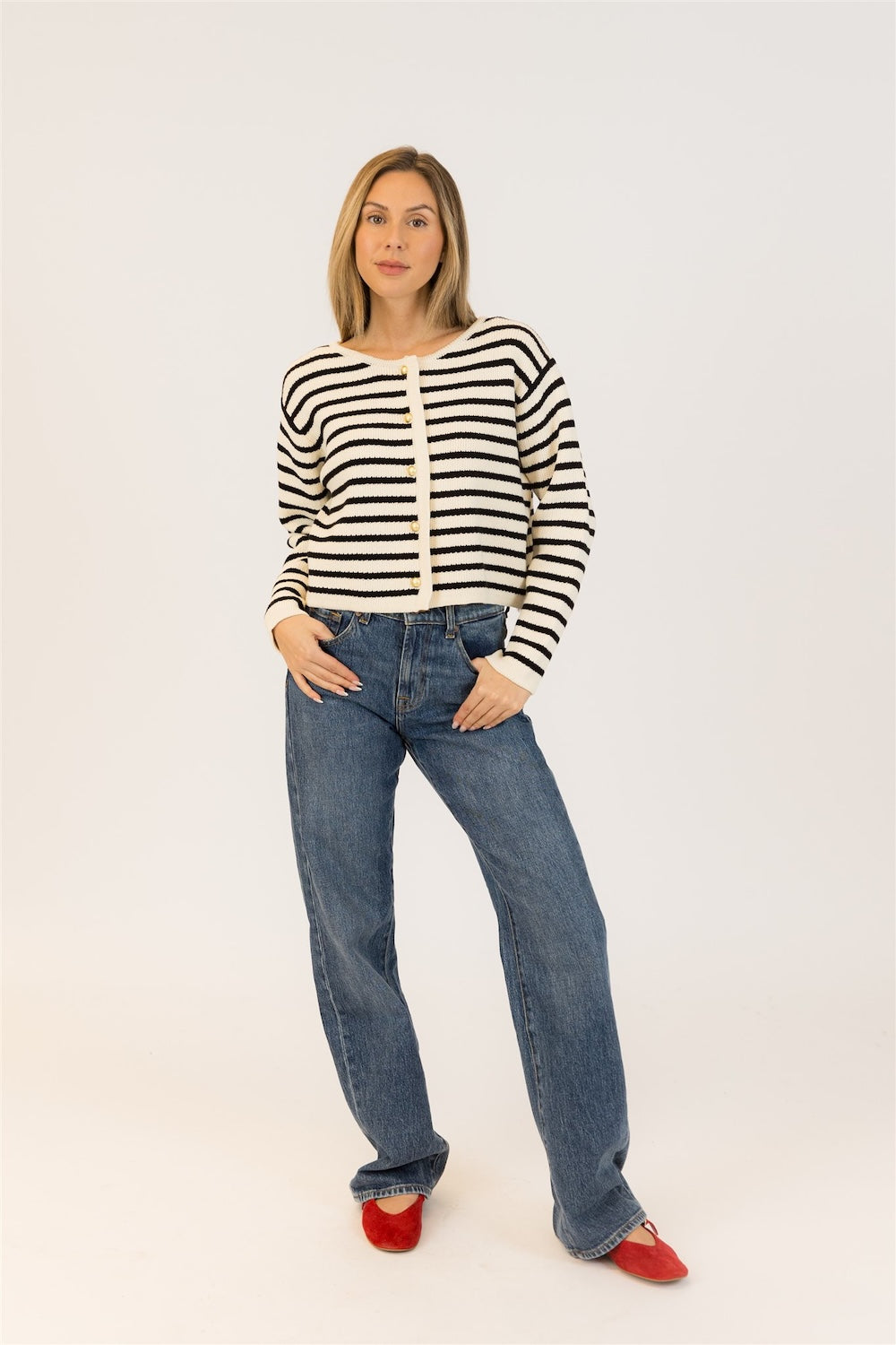 Lyla & Luxe Devon Cardi - Black/White