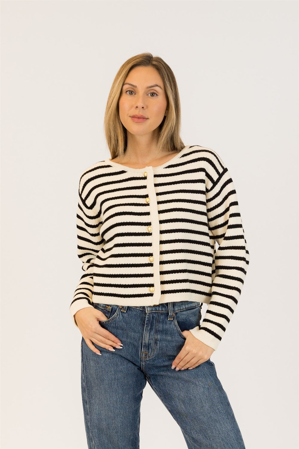 Lyla & Luxe Devon Cardi - Black/White