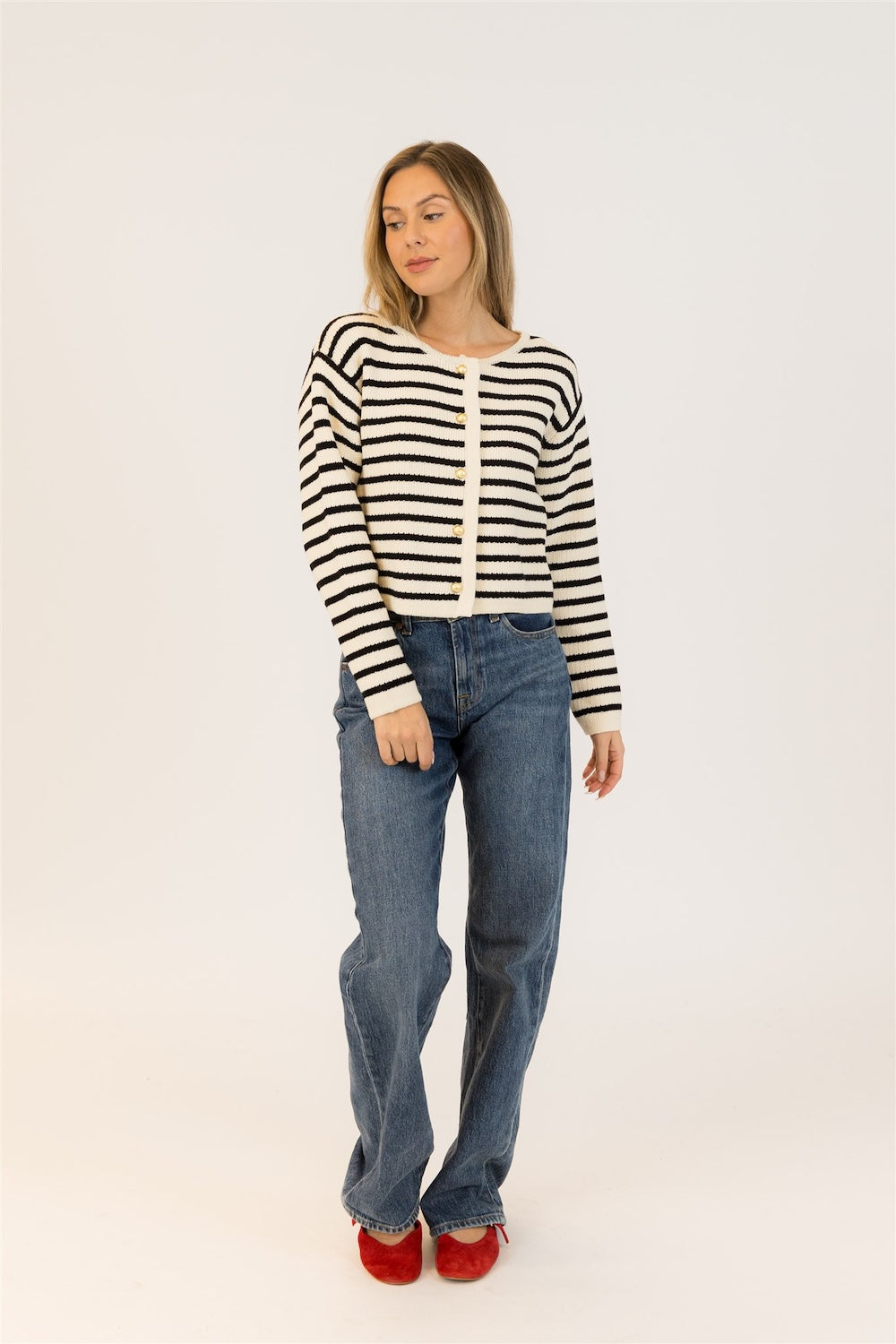 Lyla & Luxe Devon Cardi - Black/White