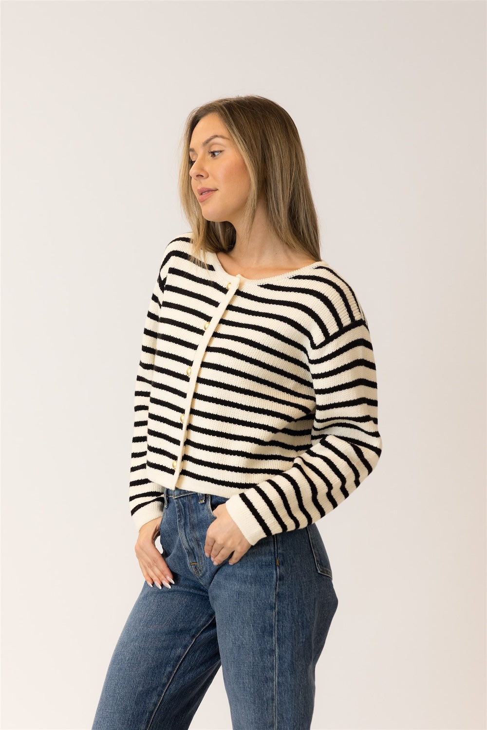 Lyla & Luxe Devon Cardi - Black/White