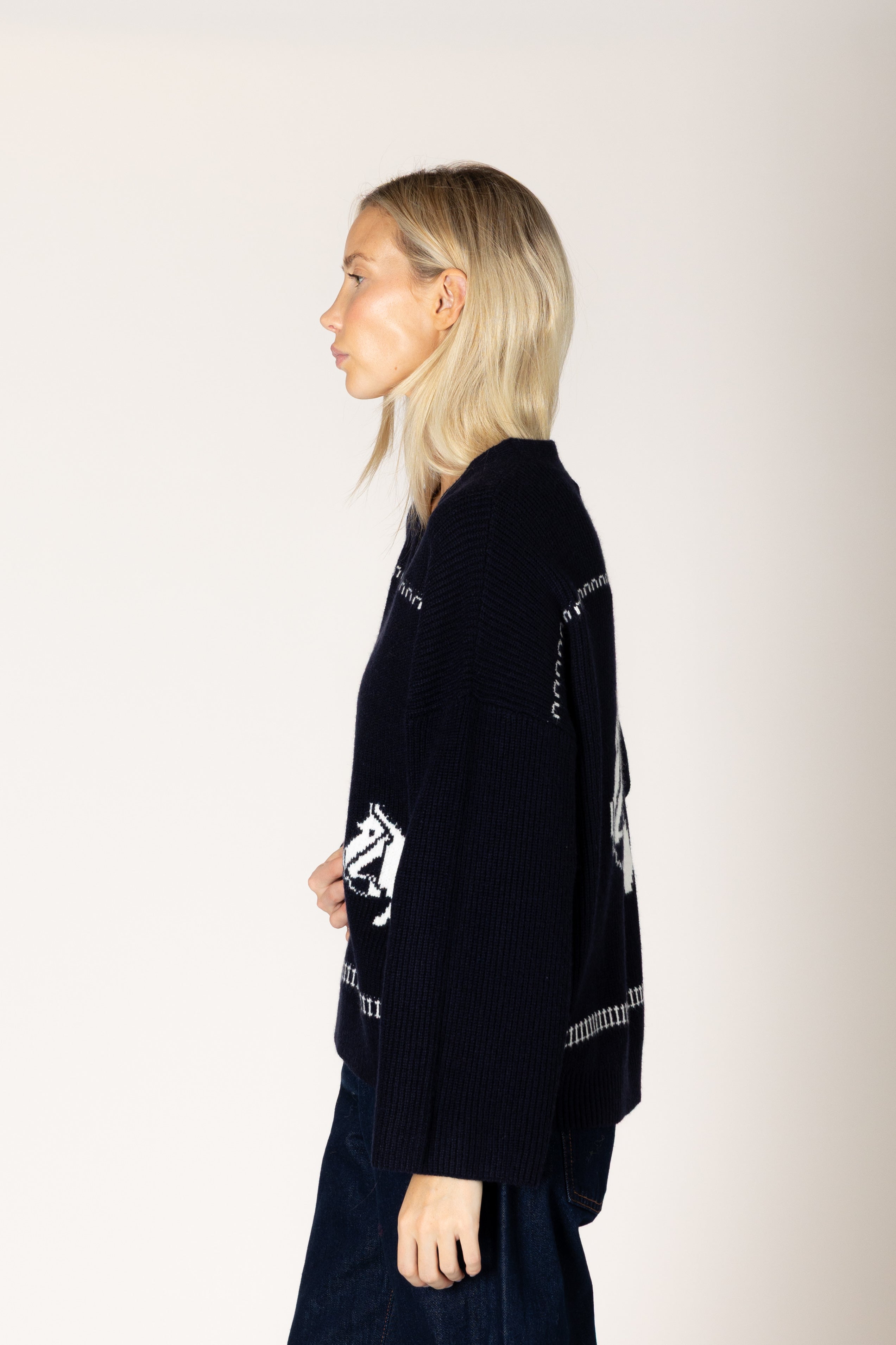 Lyla & Luxe Howdy Cardi - Navy/White