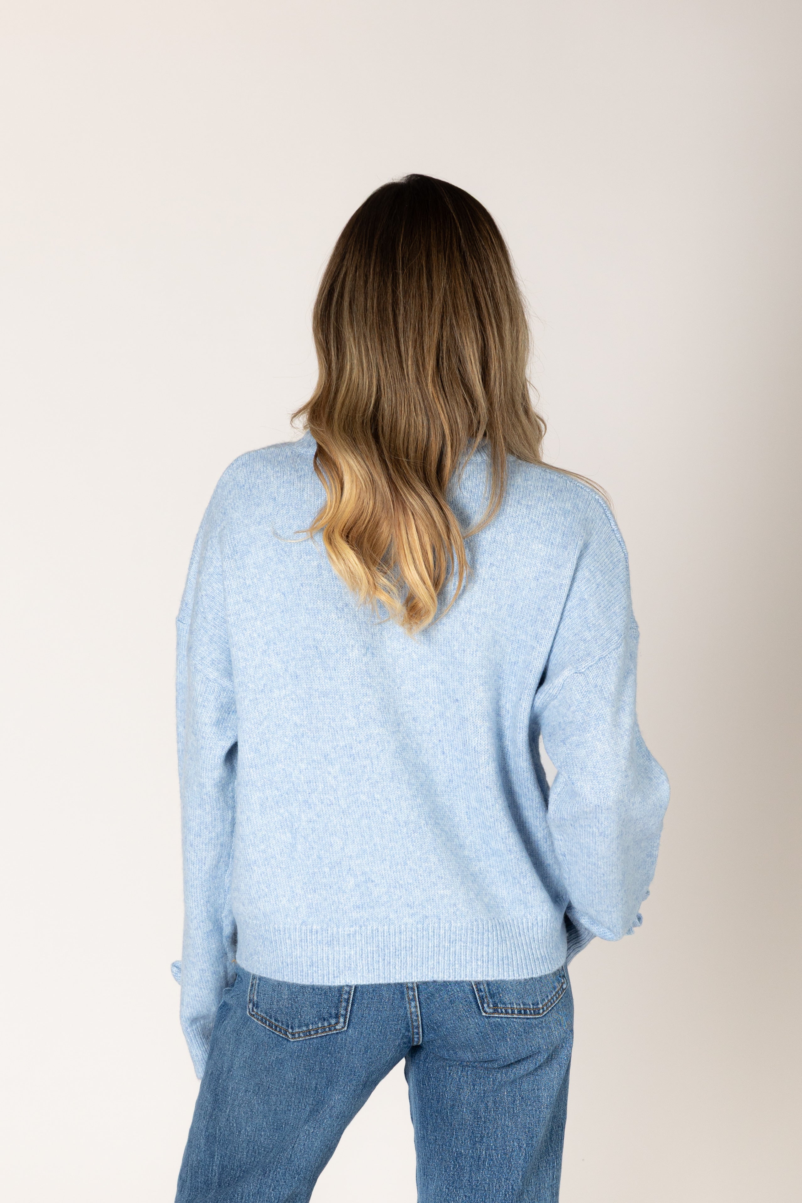 Lyla & Luxe Jessie Bow Sweater - Sky