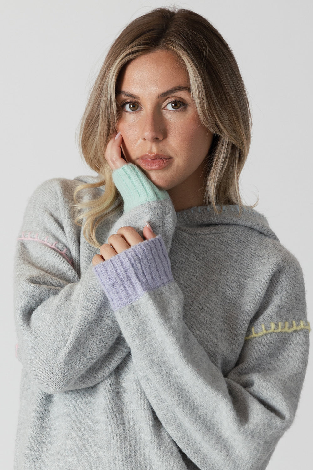 Lyla & Luxe Joyce Eco Hoodie - Grey/Multi Clothing - Tops - Sweaters - Pullovers by Lyla & Luxe | Grace the Boutique