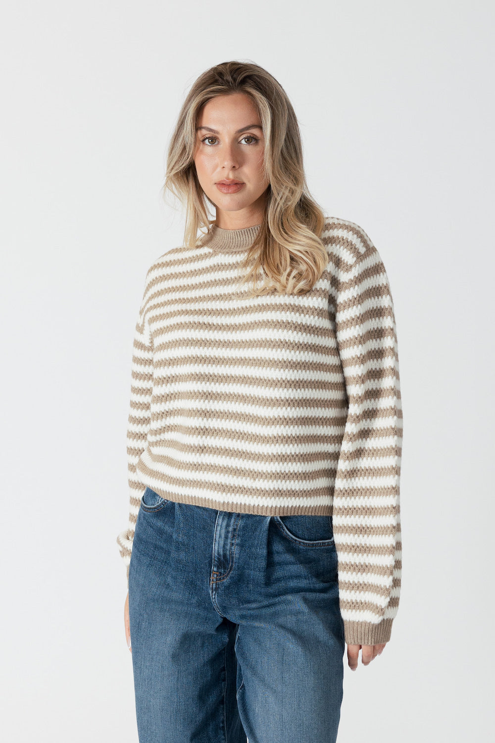 Lyla & Luxe Kitten Sweater - Caramel Stripe Clothing - Tops - Sweaters - Pullovers by Lyla & Luxe | Grace the Boutique