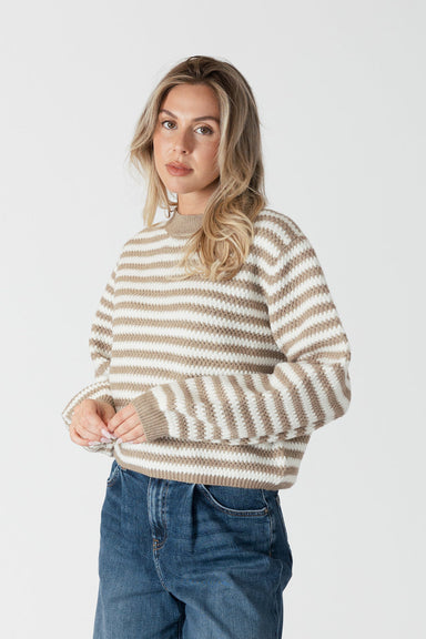 Lyla & Luxe Kitten Sweater - Caramel Stripe Clothing - Tops - Sweaters - Pullovers by Lyla & Luxe | Grace the Boutique