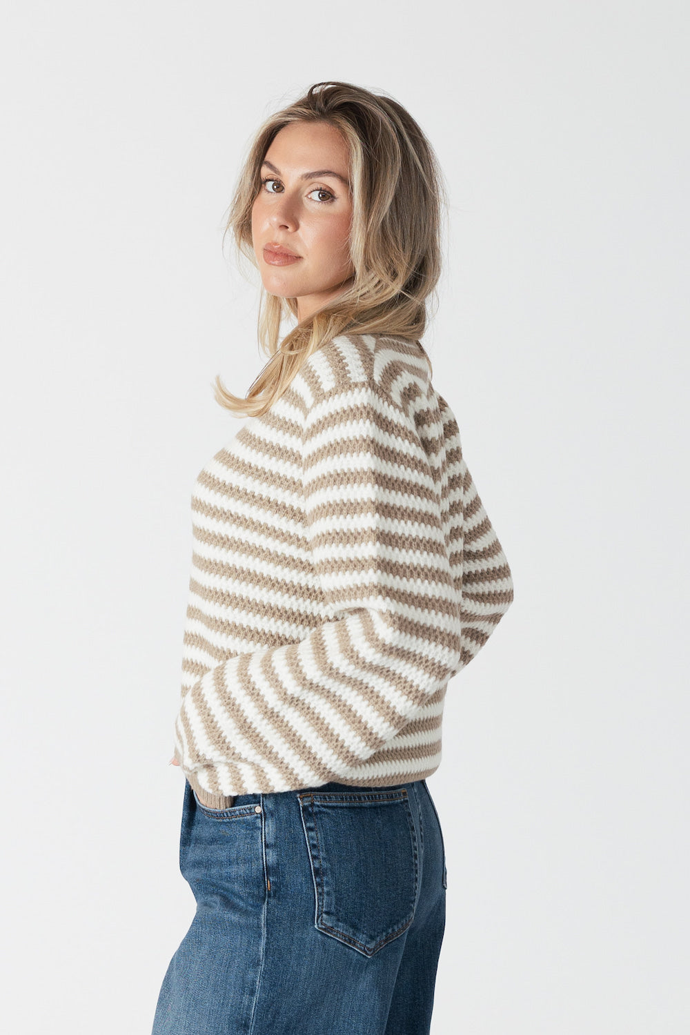 Lyla & Luxe Kitten Sweater - Caramel Stripe Clothing - Tops - Sweaters - Pullovers by Lyla & Luxe | Grace the Boutique