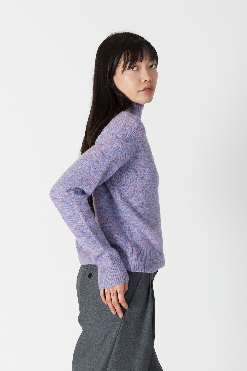 Lyla & Luxe Mabel Mockneck - Purple/Blue Clothing - Tops - Sweaters - Pullovers by Lyla & Luxe | Grace the Boutique