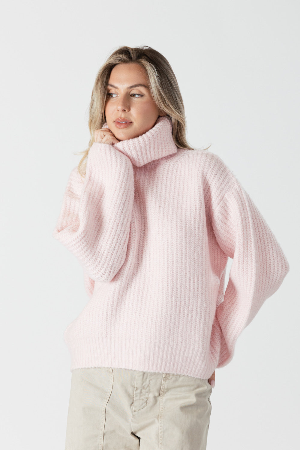 Lyla & Luxe Sahar Ribbed Turtleneck - Pink Clothing - Tops - Tunics by Lyla & Luxe | Grace the Boutique