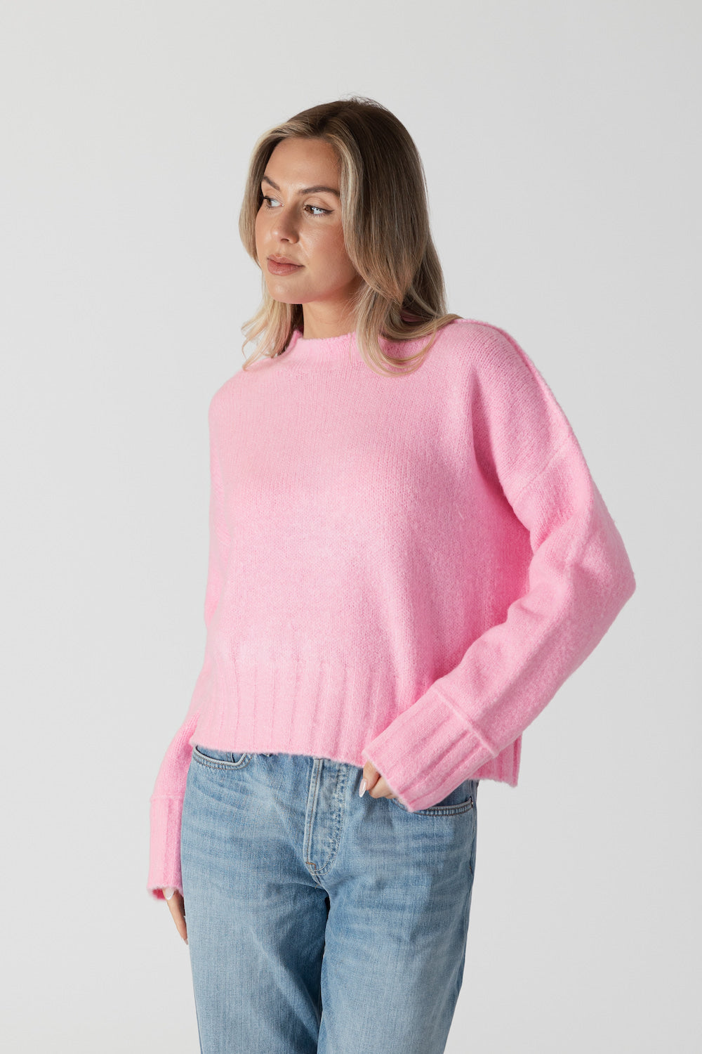 Lyla & Luxe Timmy Short Crewneck Sweater - Pink Clothing - Tops - Sweaters - Pullovers by Lyla & Luxe | Grace the Boutique