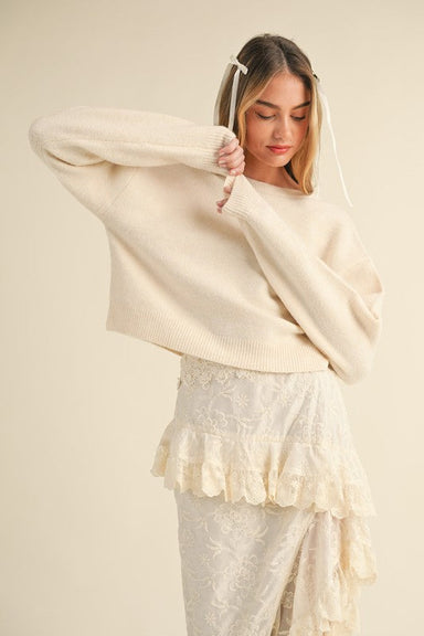 Mable Bow Detail Sweater - Cream Clothing - Tops - Sweaters - Cardigans by Mable | Grace the Boutique