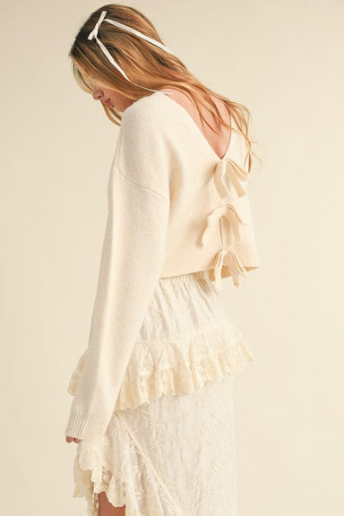 Mable Bow Detail Sweater - Cream Clothing - Tops - Sweaters - Cardigans by Mable | Grace the Boutique