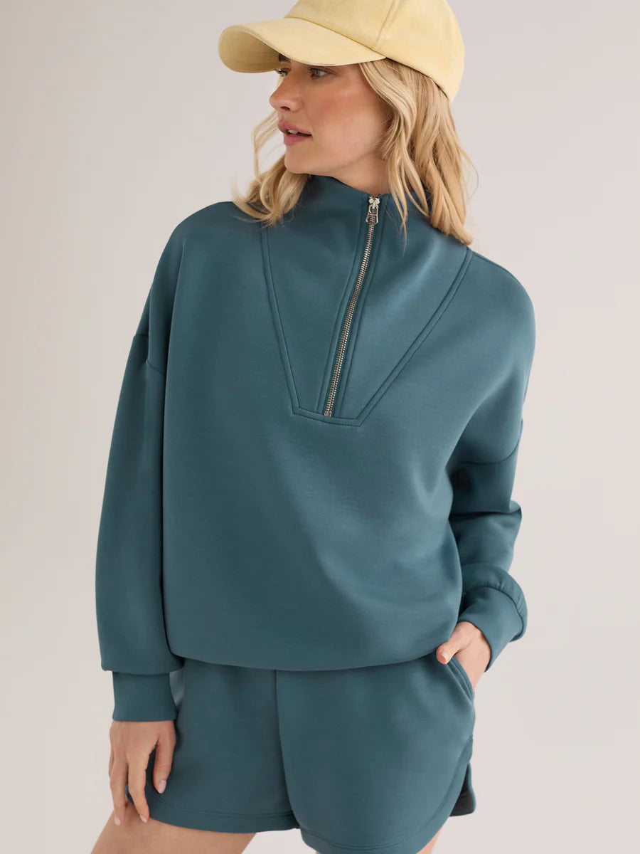 Varley Hawley Half Zip - Mallard Blue