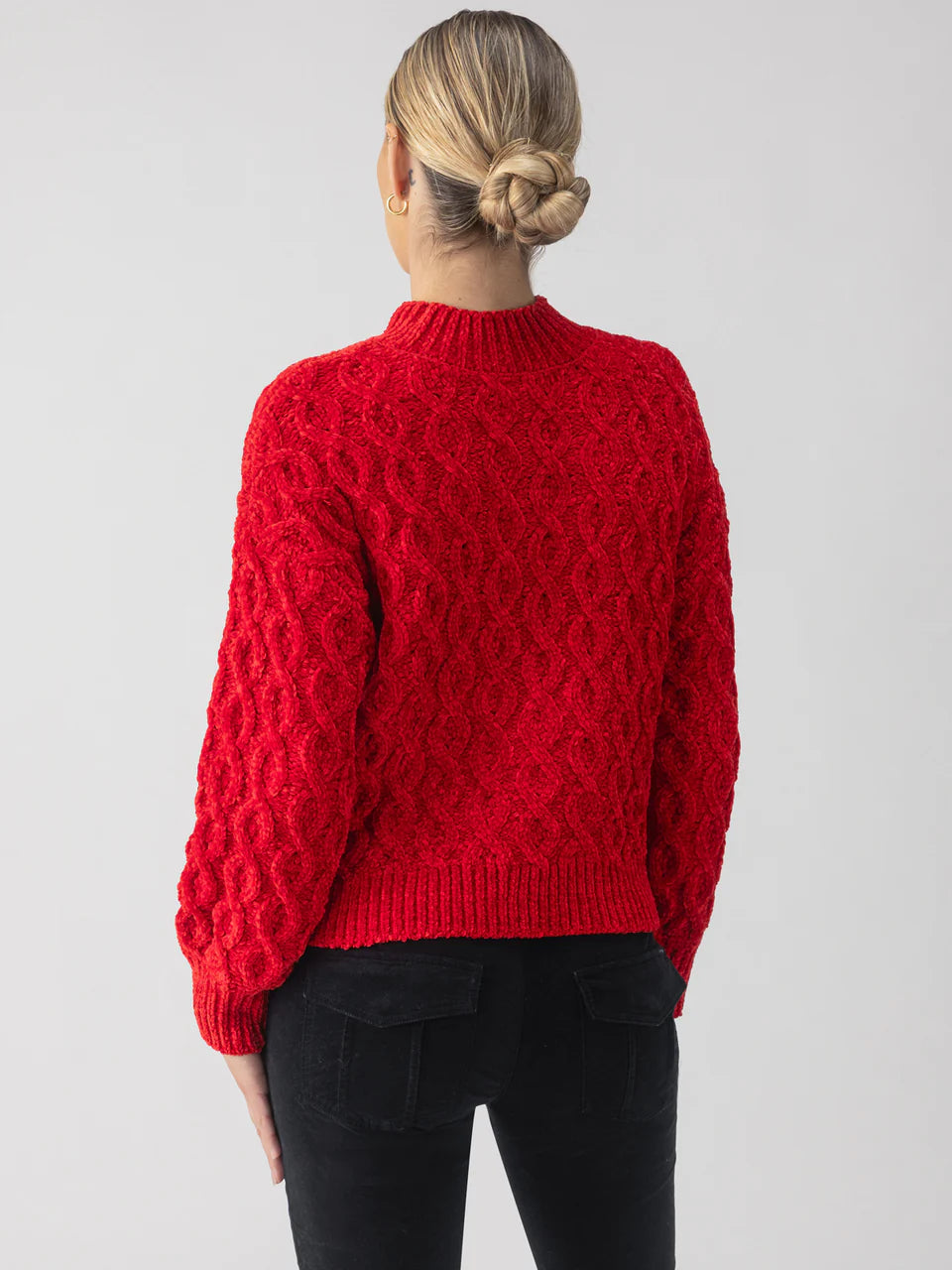 Sanctuary Cable Mock Neck Sweater - Mars Red