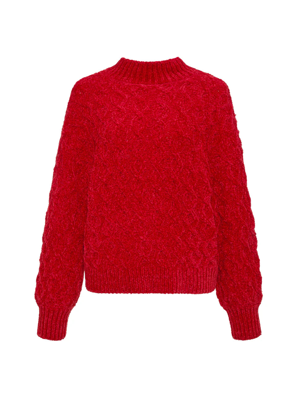 Sanctuary Cable Mock Neck Sweater - Mars Red