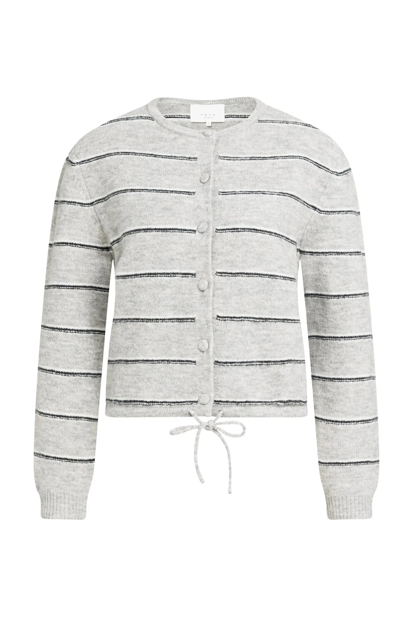 Yaya Striped Cardi - Medium Grey