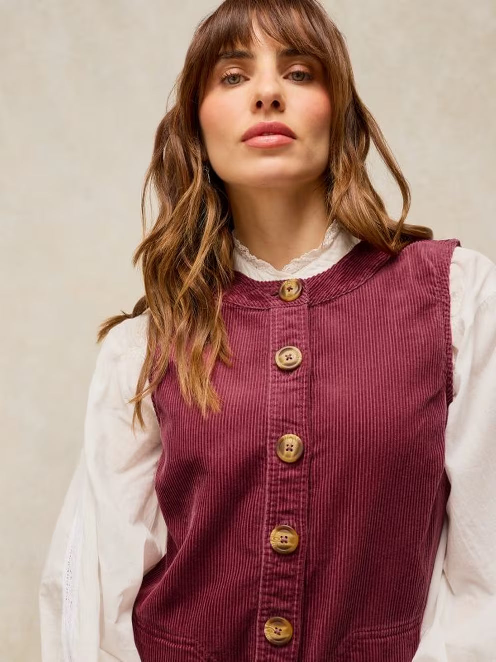 White Stuff Millie Cord Pinafore - Dusty Pink