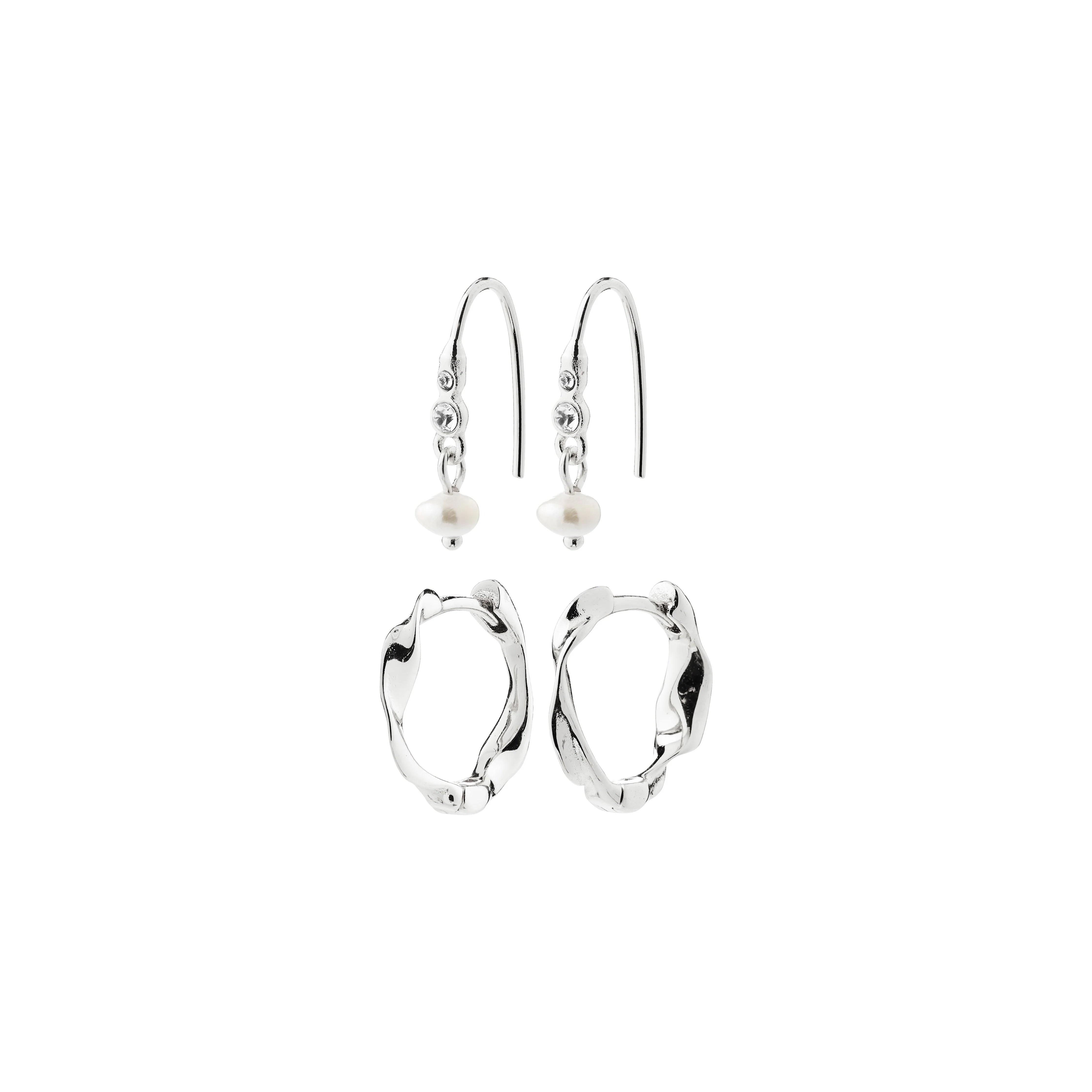 Pilgrim Morin Earrings 2 in 1 Set - Silver