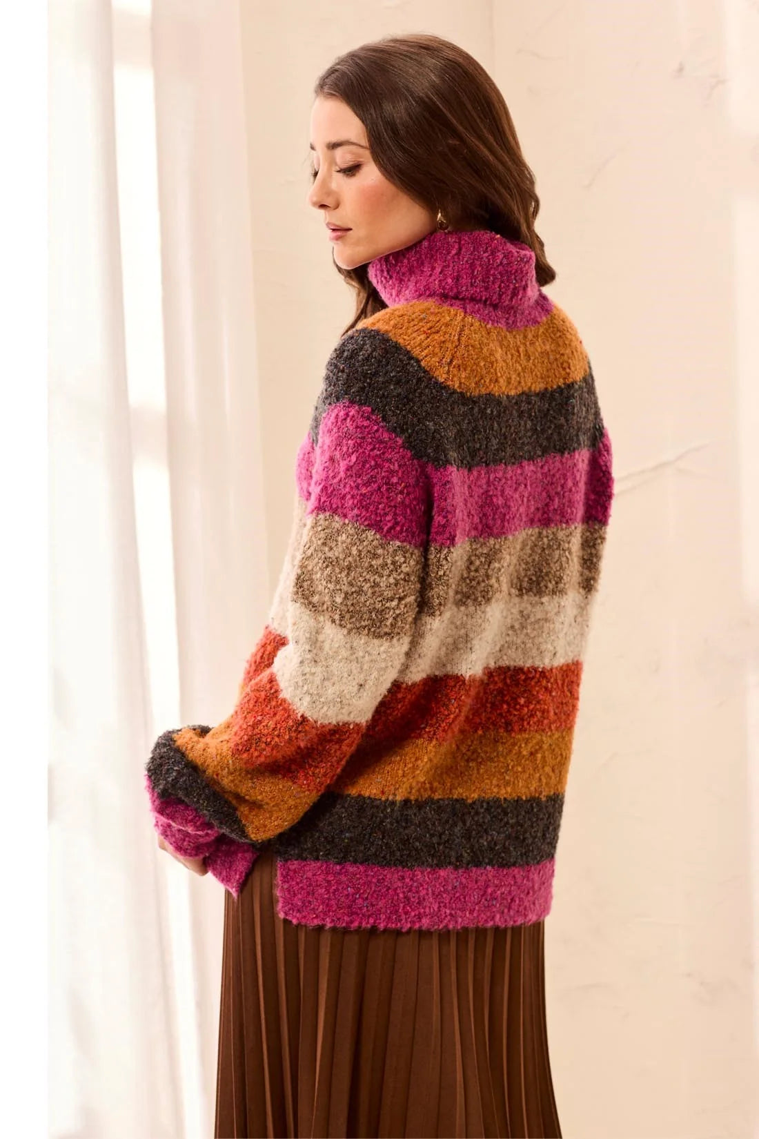 Tribal Multi Stripe Sweater - Mulberry