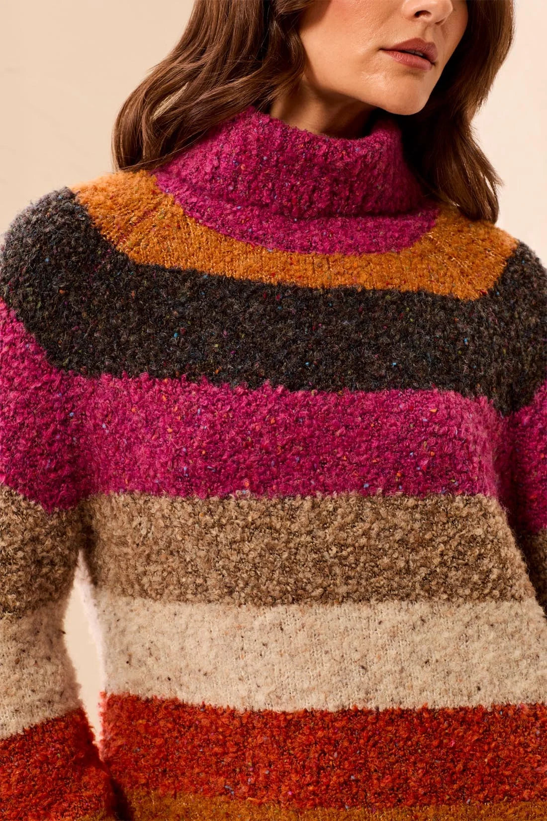 Tribal Multi Stripe Sweater - Mulberry