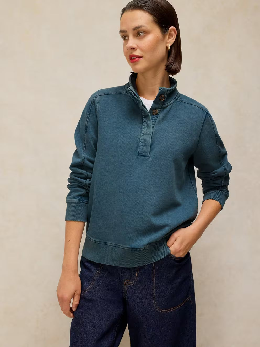 White Stuff Natalie Funnel Sweatshirt - Dark Blue
