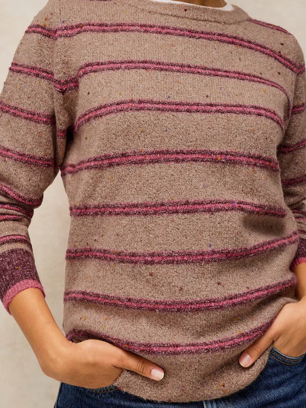 White Stuff Talia Stripe Jumper - Natural Multi