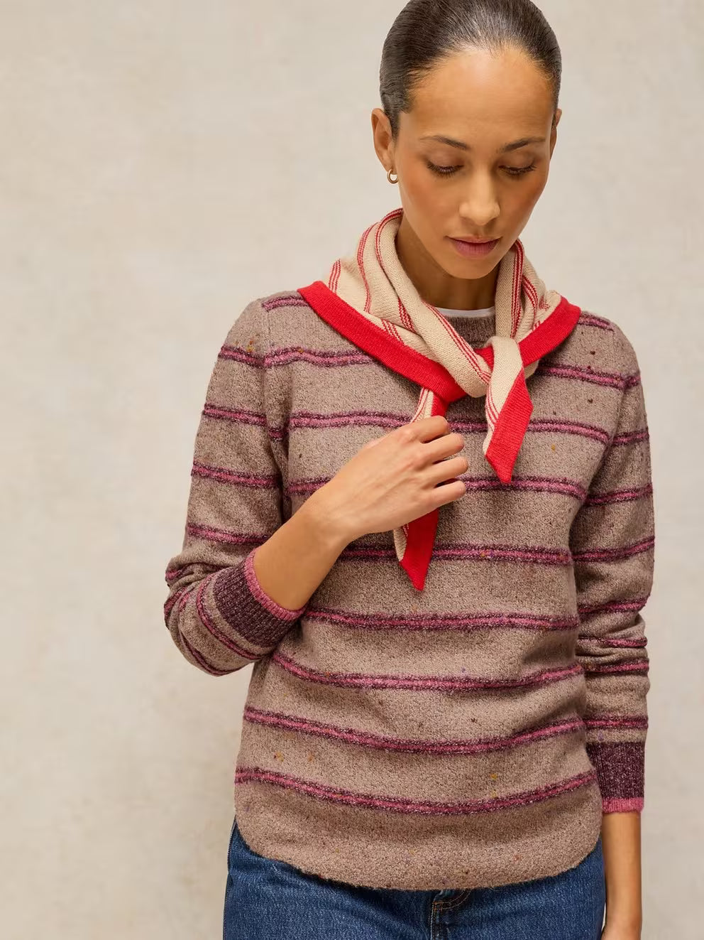 White Stuff Talia Stripe Jumper - Natural Multi