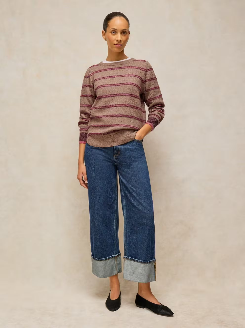 White Stuff Talia Stripe Jumper - Natural Multi