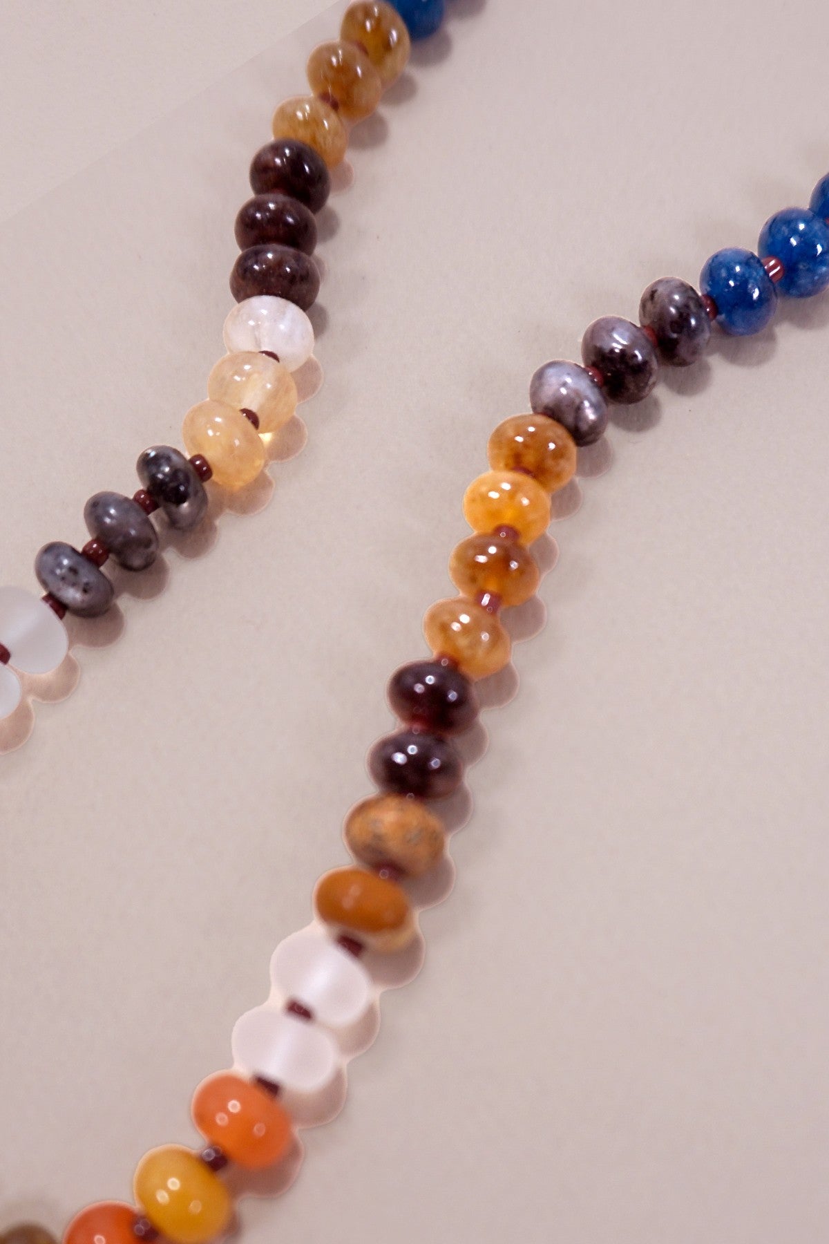 Natural Agate Semi-Precious Bead Necklace - Brown Mix
