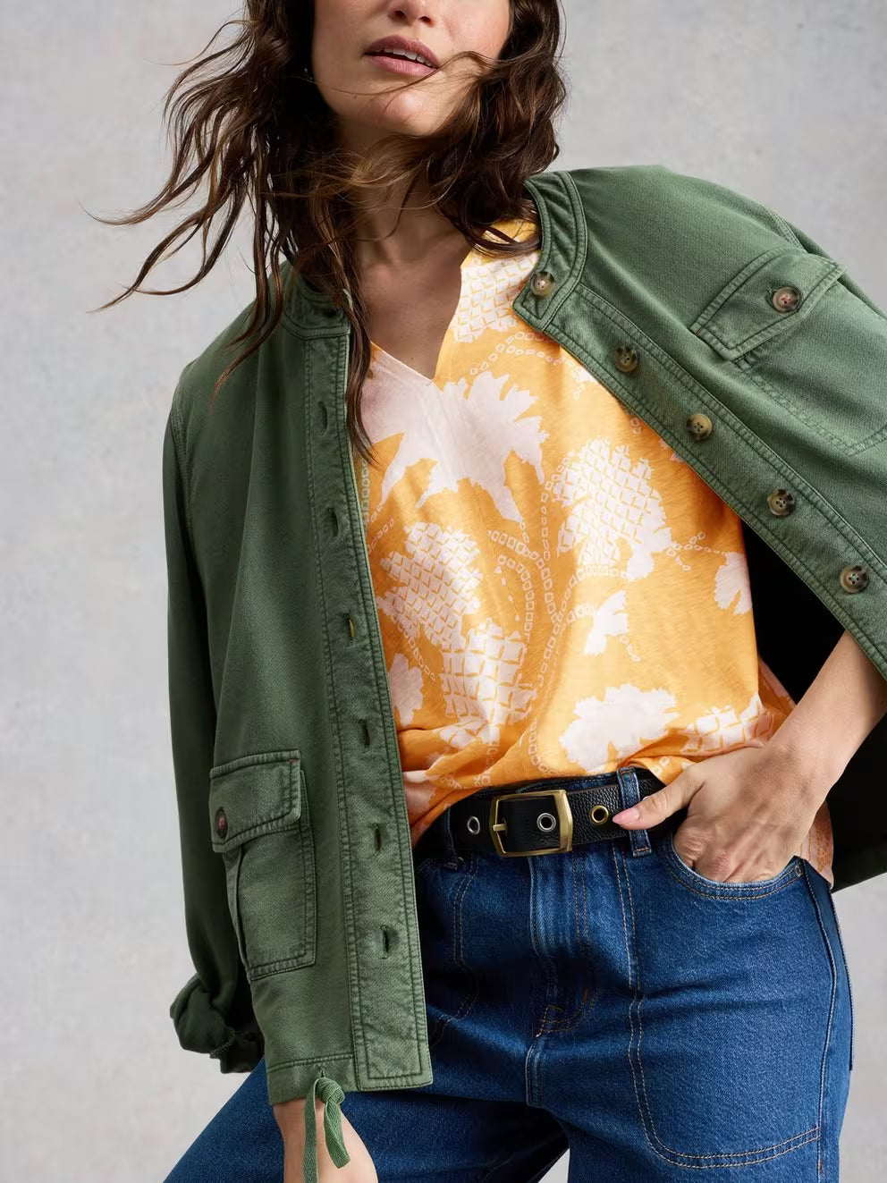 White Stuff Nelly Notch Tee - Yellow Print