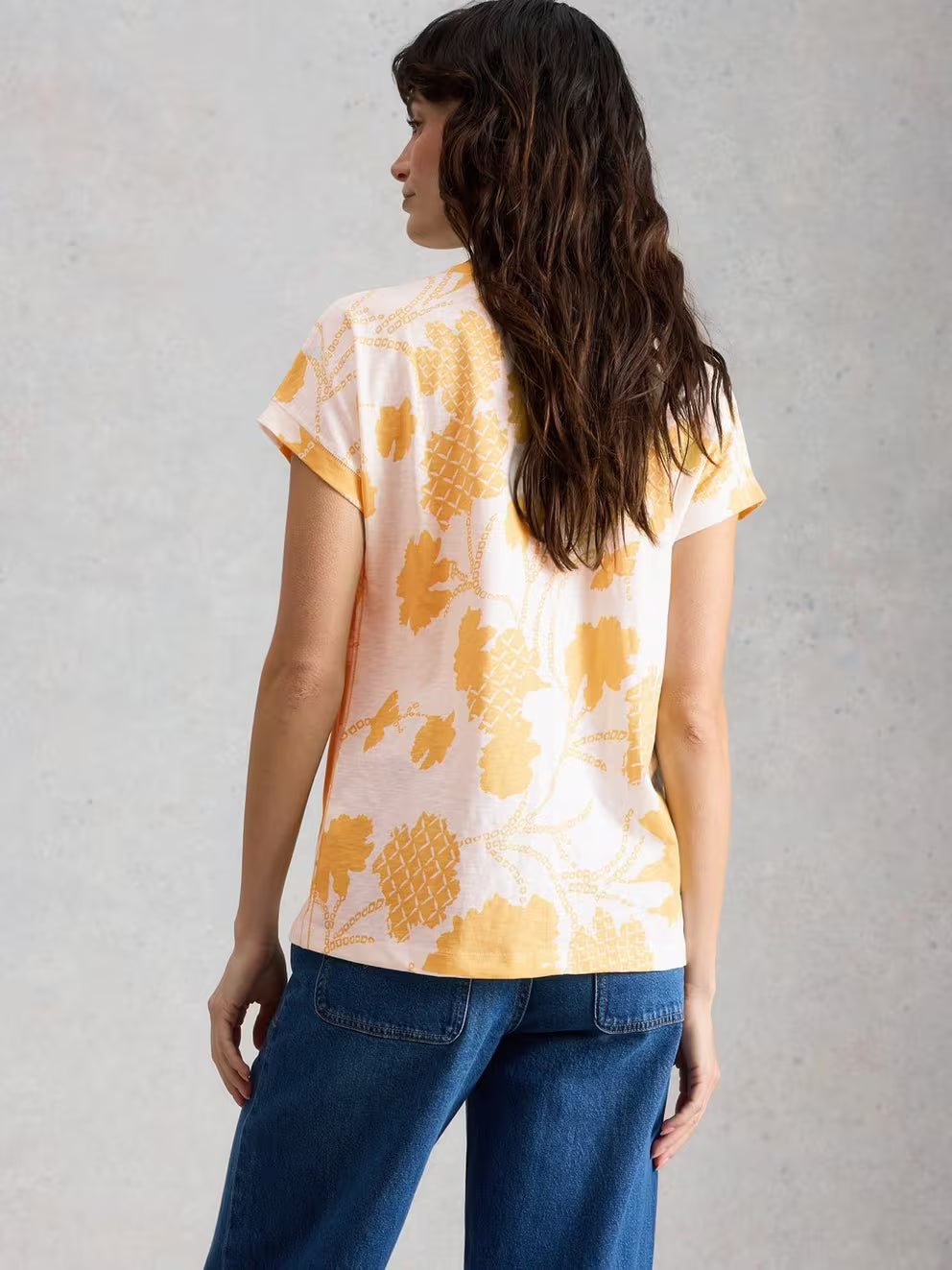 White Stuff Nelly Notch Tee - Yellow Print