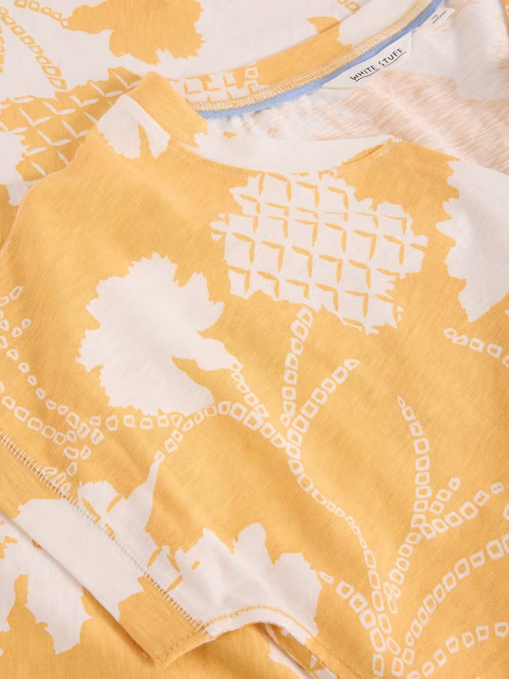 White Stuff Nelly Notch Tee - Yellow Print